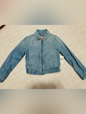 Ralph Lauren Light Blue Denim Zip Jacket with Pink Pony (NTW)